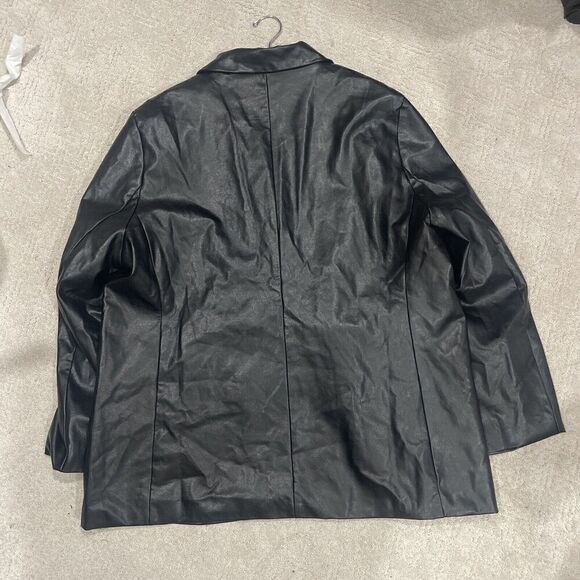 Princess Polly BLACK FAUX LEATHER DOUBLE BREASTED BLAZER JACKET PLUS SZ 20 NEW - Picture 15 of 16